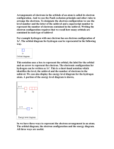 Arrangements of electrons in the orbitals of an atom is called its