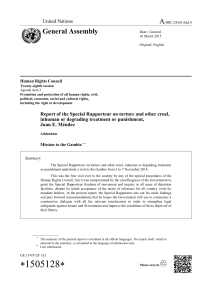 Report of the Special Rapporteur on torture - Mission to