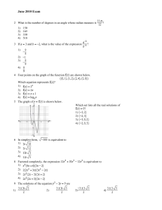 June 2010 Exam 2 What is the number of degrees in an angle