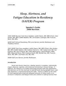 Sleep, Alertness, and Fatigue Education in Residency (SAFER