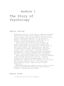module 1 The Story of Psychology Module Preview Psychology