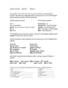 Subject pronouns Spanish I Chapter 1