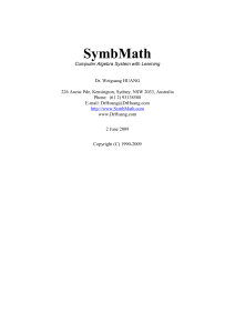 Symbmath - Computer Algebra System for Symbolic Computation