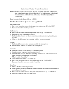 Earth Science Weather Variable Review Sheet Topics: Air