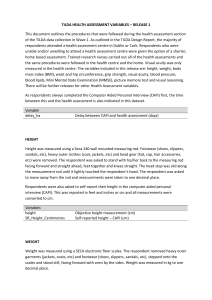 tilda health assessment variables – release 1