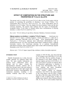 Effect of composition on the structure and properties of