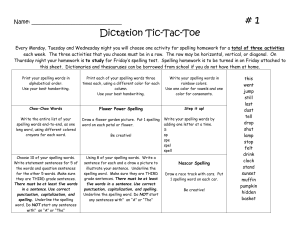 Spelling Tic Tac Toe #1