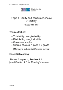 Topic 4. Utility and consumer choice