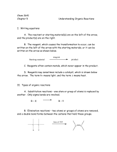 Chem 2641 Chapter 5 Understanding Organic Reactions I. Writing