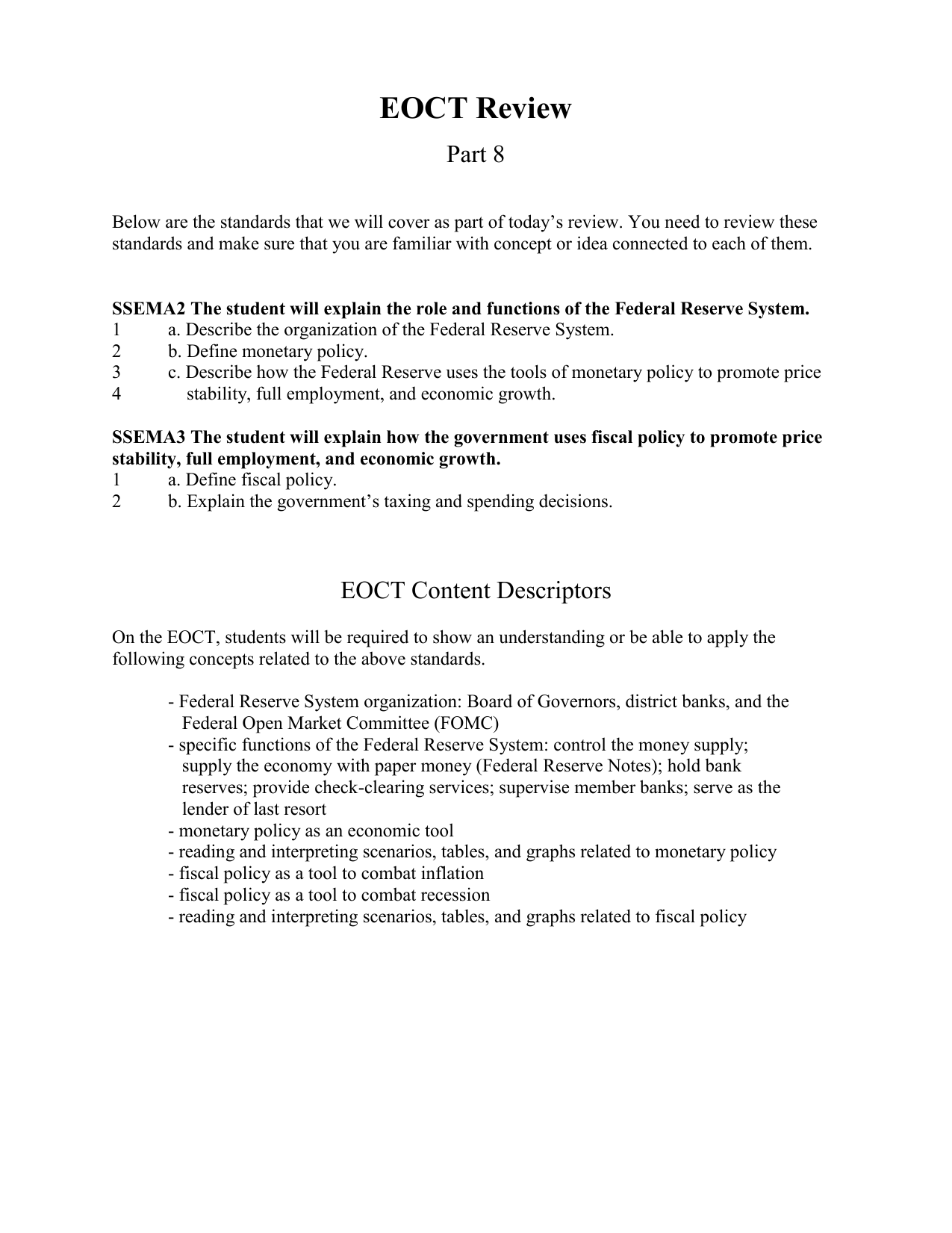 Economics Worksheet Money