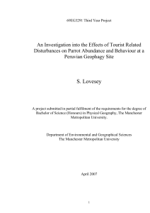 An investigation into the effects of tourist related disturbances on