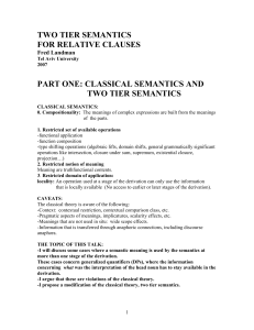 TWO TIER SEMANTICS FOR RELATIVE CLAUSES