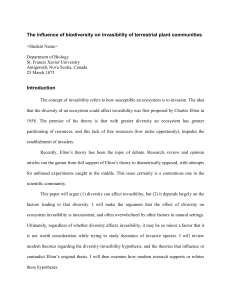 The influence of biodiversity on invasibility of terrestrial plant