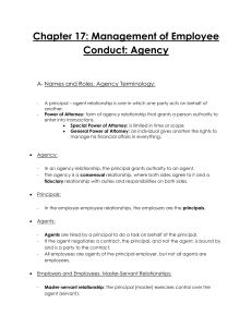 Chapter 17: Management of Employee Conduct: Agency