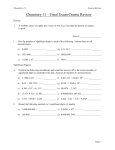 Chemistry 11 – Course Review