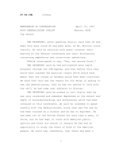 Memorandum of Conversation with Stalin, April 15, 1947