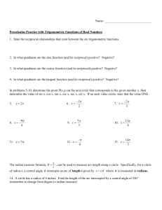 Precalculus Practice with Trigonometric Functions of Real Numbers
