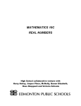 Mathematics 10C Real Numbers