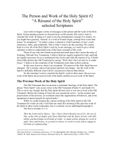 The Person and Work of the Holy Spirit #2