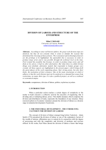 DIVISION OF LABOUR AND STRUCTURE OF THE ENTERPRISE