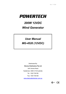 Installation and Operating Instructions for the Navitron Wind Generator