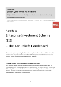 Guide To... EIS tax reliefs condensed