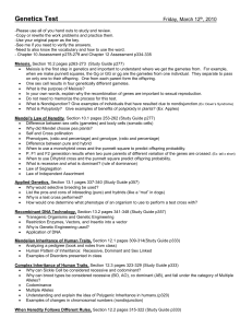 Genetics Test - WOHS Biology