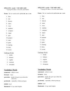 SPELLING words + VOCABULARY * Saying We Share: Proverbs