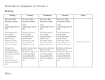 ELA Plans for September 30- October 4 Reading Monday Tuesday