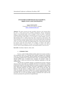 investment portfolio management. objectives and constraints