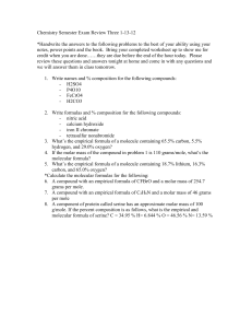 Chemistry Semester Exam Review IV 1-15-09