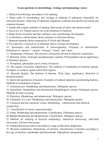 Exam questions to microbiology, virology and immunology course 1