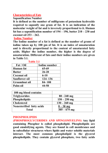 Characteristics of Fats Saponification Number It is defined as the