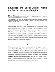 Education and Social Justice within the Social Universe of Capital