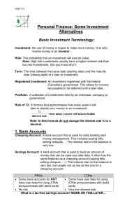 MBF 3CI Personal Finance: Some Investment Alternatives Basic