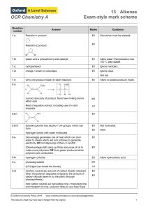 OCR Chemistry A Question number Answer Marks Guidance 1 a