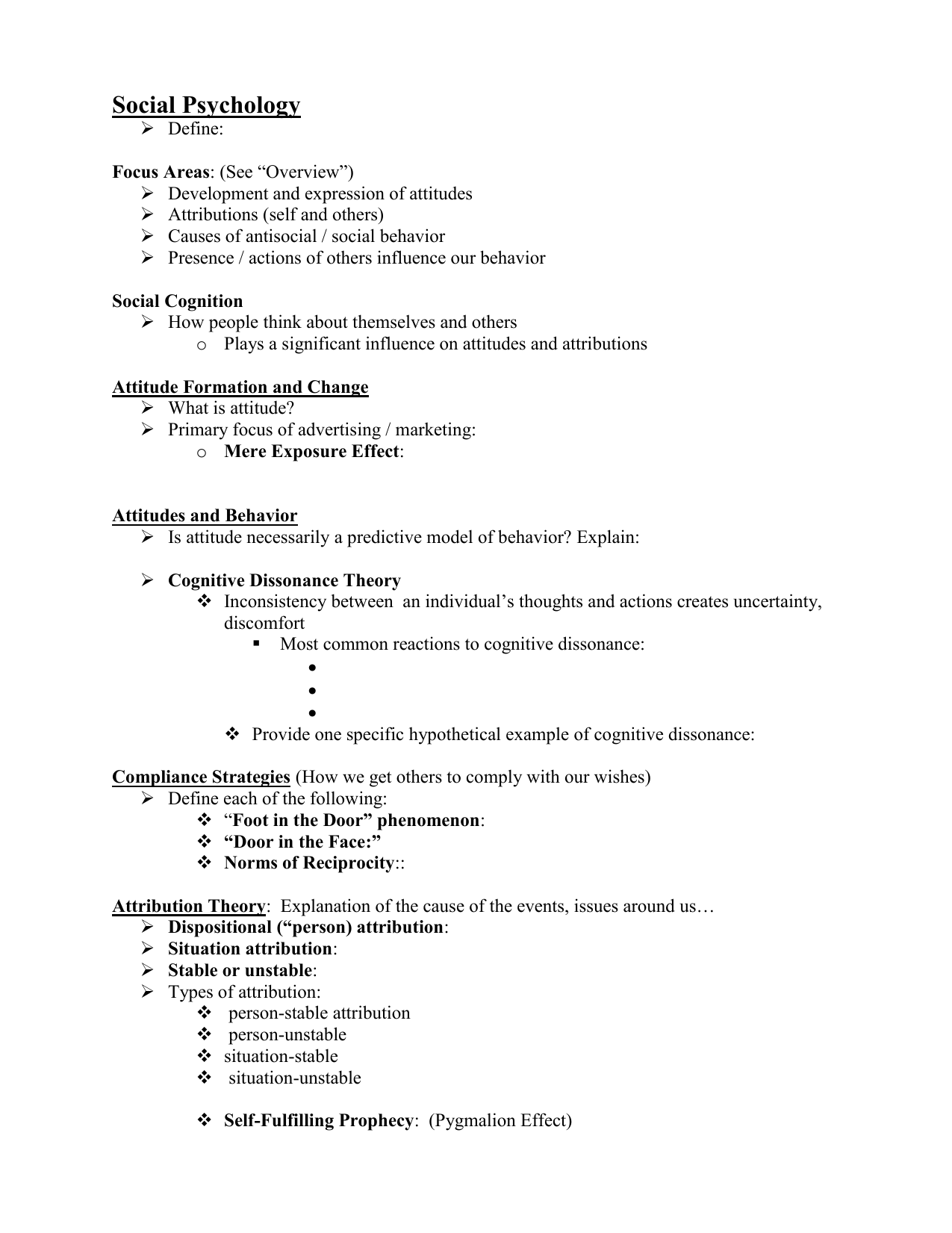Skeletal Notes Social Psych