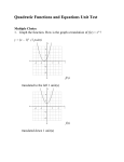 Quadratic Functions and Equations Unit Test Multiple Choice 1
