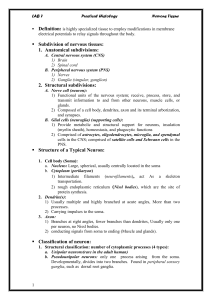 LAB 7 Practical Histology Nervous Tissue Definition: is highly