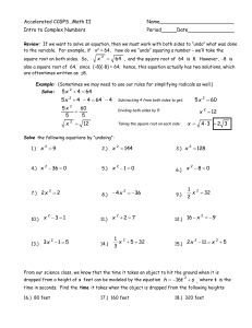 Day 8 - Introduction to Complex Numbers