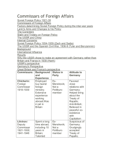 Commissars of Foreign Affairs Soviet Foreign Policy 1921