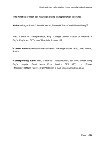 Mast cells in Complement Dependant Tolerance