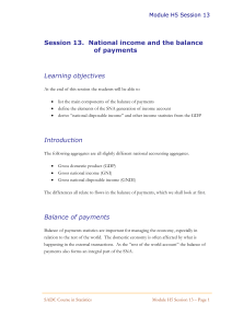 Session 13. National income and the balance of payments
