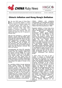 China`s Inflation and Hong Kong`s Deflation