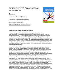 PERSPECTIVES ON ABNORMAL BEHAVIOUR