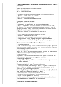 I. Differentiation between psychosomatic and somatoform disorders