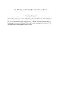 The DSM diagnostic criteria for Female Sexual Arousal Disorder