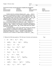 Chapter 11 Review sheet Name