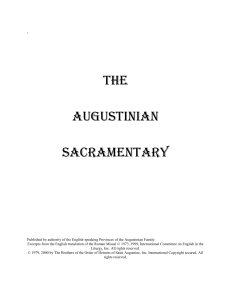 The Augustinian Sacramentary Published by authority of the English