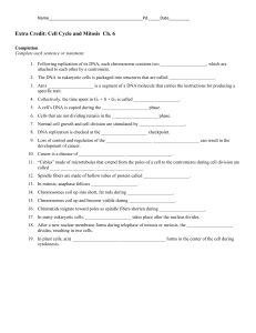 Extra Credit Ch. 6 Cell cycle and Mitosis student